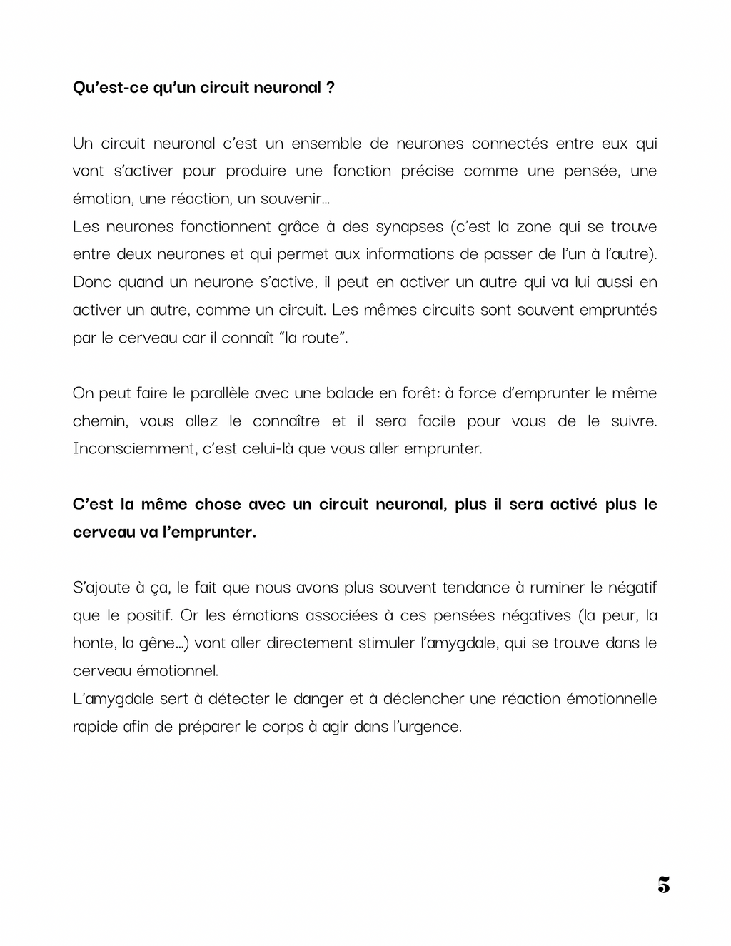 Page du journal Tout part de moi expliquant ce qu'est un circuit neuronal et la neuroplasticité